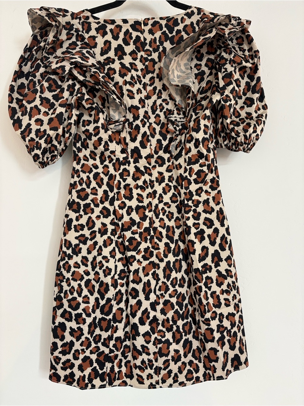 English Factory Leopard Print NWT Puff-Sleeve V-Neck Mini Dress, XS - Picture 7 of 7
